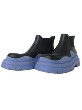 Bottega Veneta Tire Ankle Chelsea Boots Side Gore Black Purple
